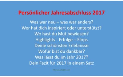 Lieblingsritual: Persönlicher Jahresabschluss 2017